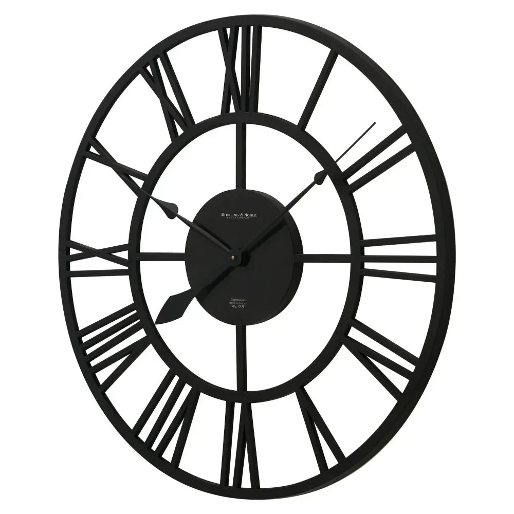 ÉléganceTemps – Horloge Murale Rétro avec Chiffres Romains, Style Ouvert