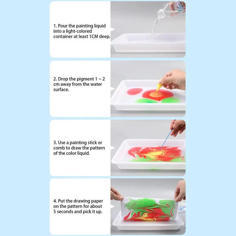 Set de peinture marbrée créative pour enfants - Kit d'art DIY amusant pour garçons et filles de 6 à 10 ans, cadeau de vacances unique pour les jeunes artistes en herbe