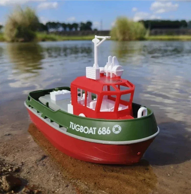Bateau de remorquage RC puissant à double moteur - Modèle 1:72 bateau télécommandé électrique pour garçons, plaisir sans fil
