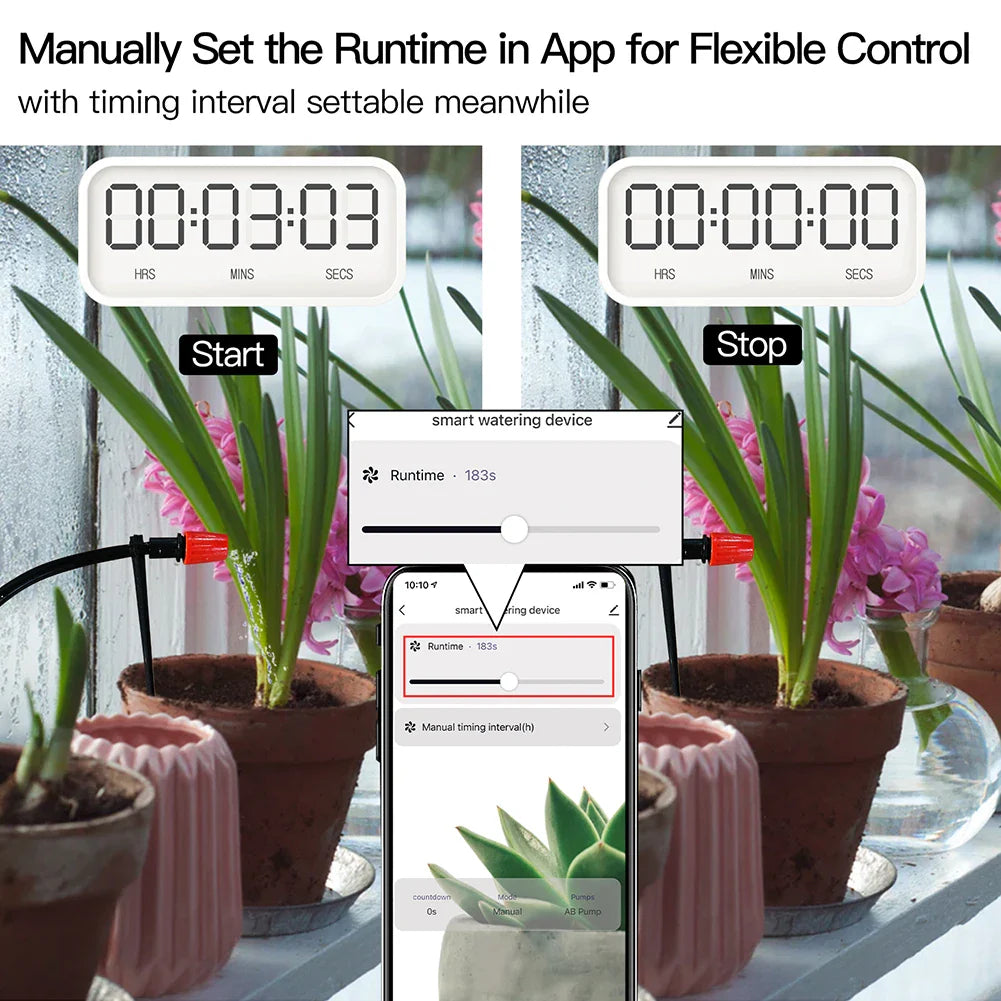 Tuya Smart Water Pump Timer - Contrôle d'arrosage par irrigation micro-goutte WiFi via les applications SmartLife Google Alexa