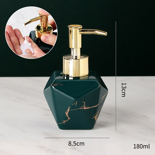Distributeur de savon en marbre solide élégant pour salle de bain