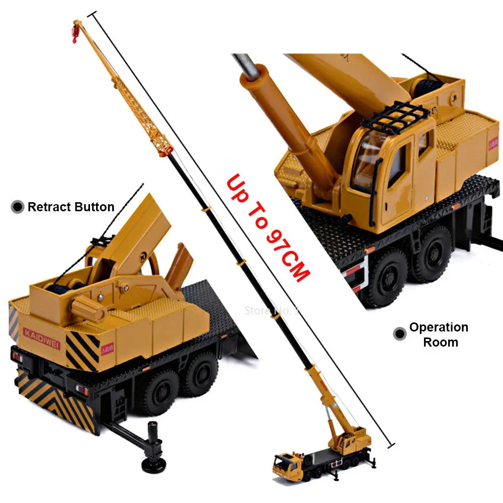 Jouet de grue en alliage de scale diecast - Modèle à direction à quatre roues rotatif à 360° pour enfants