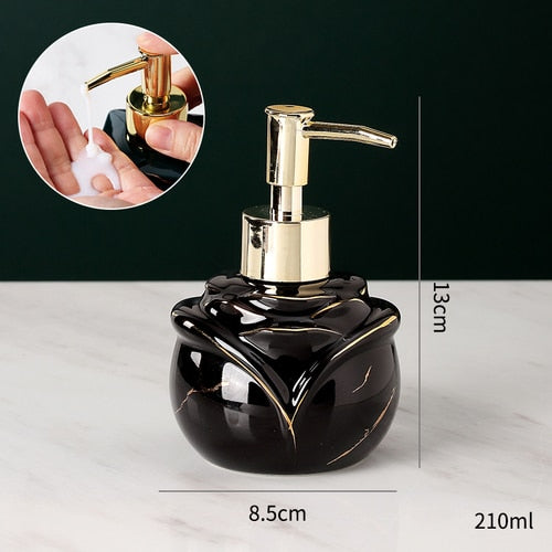 Distributeur de savon en marbre solide élégant pour salle de bain