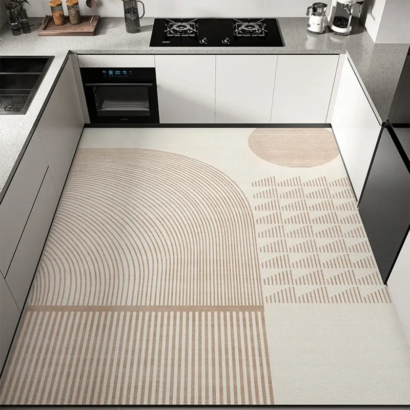 Tapis de cuisine moderne en PVC – Tapis de sol imperméable et résistant à l'huile pour une décoration intérieure élégante