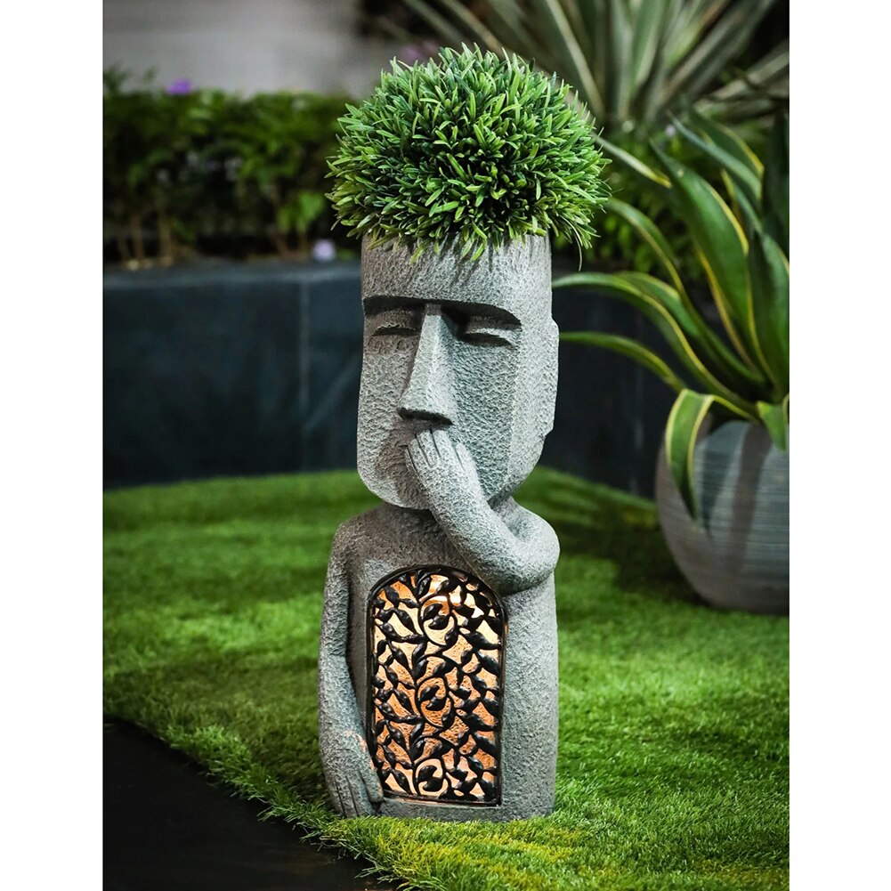 Statue de pot de fleurs avec LED solaire | Entendre Voir Parler