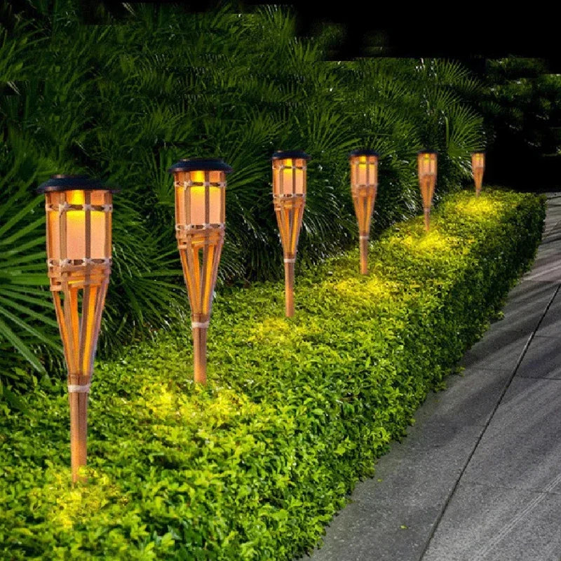 Floroux Torche Solaire Set de 5 | Lumières de jardin LED effet flamme | Fonctionnant à l'énergie solaire | Lumière décorative pour l'extérieur