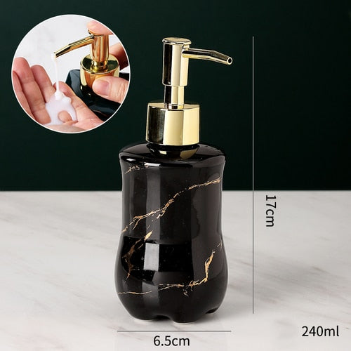 Distributeur de savon en marbre solide élégant pour salle de bain