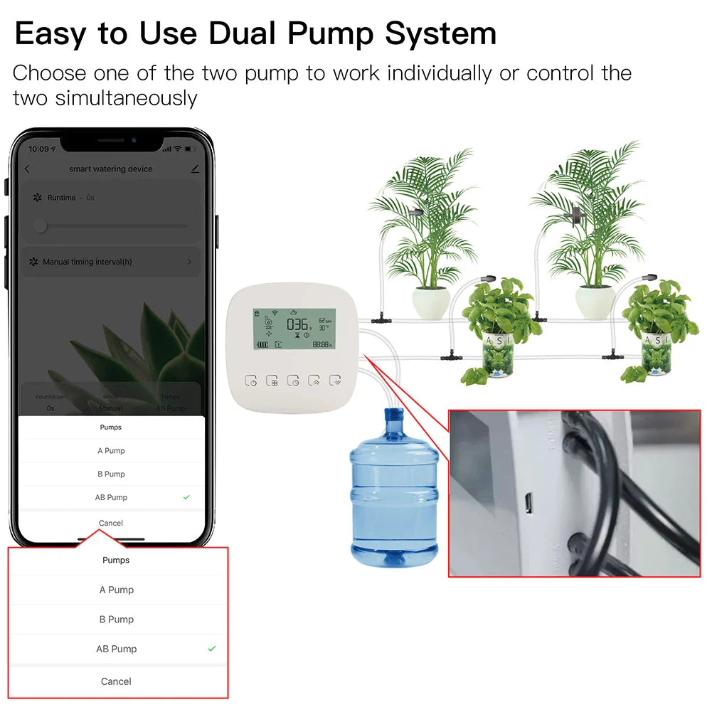 Tuya Smart Water Pump Timer - Contrôle d'arrosage par irrigation micro-goutte WiFi via les applications SmartLife Google Alexa