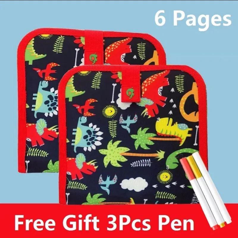 Tableau de dessin magique à 6 côtés pour enfants - tableau éducatif effaçable avec 3 crayons à craie, côtés transparent et noir, activité de coloriage amusante