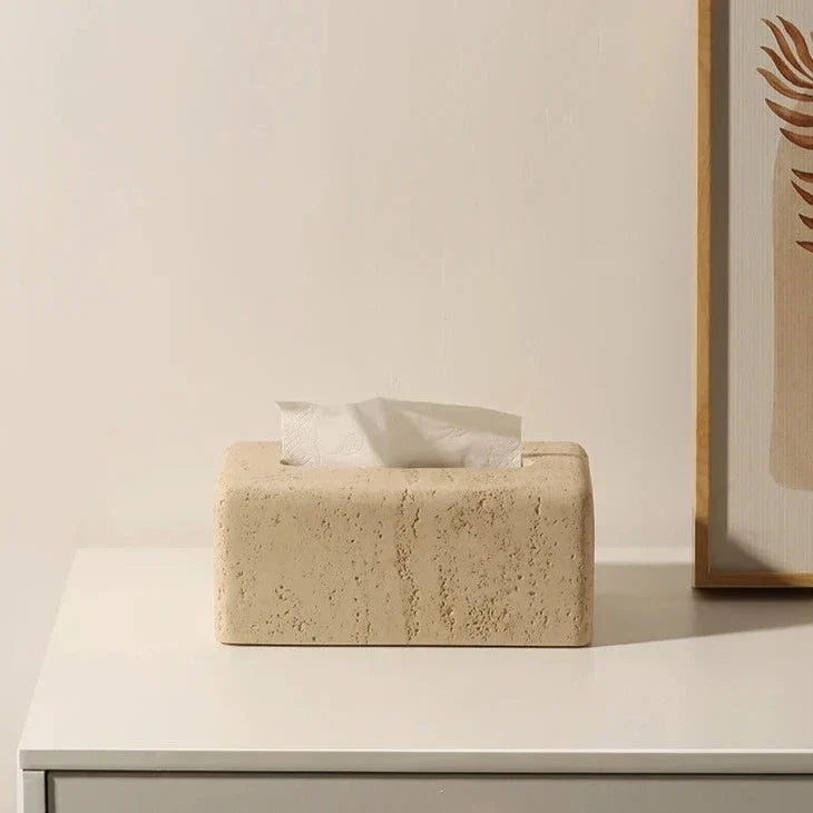 Floroux Faux Travertin Porte-mouchoir | Décoration de salle de bains élégante | Pratique & Stylé