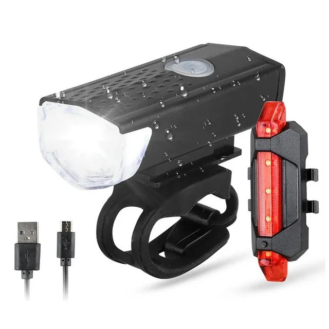 Lumière de vélo - Ensemble d'éclairage rechargeable avec plusieurs modes