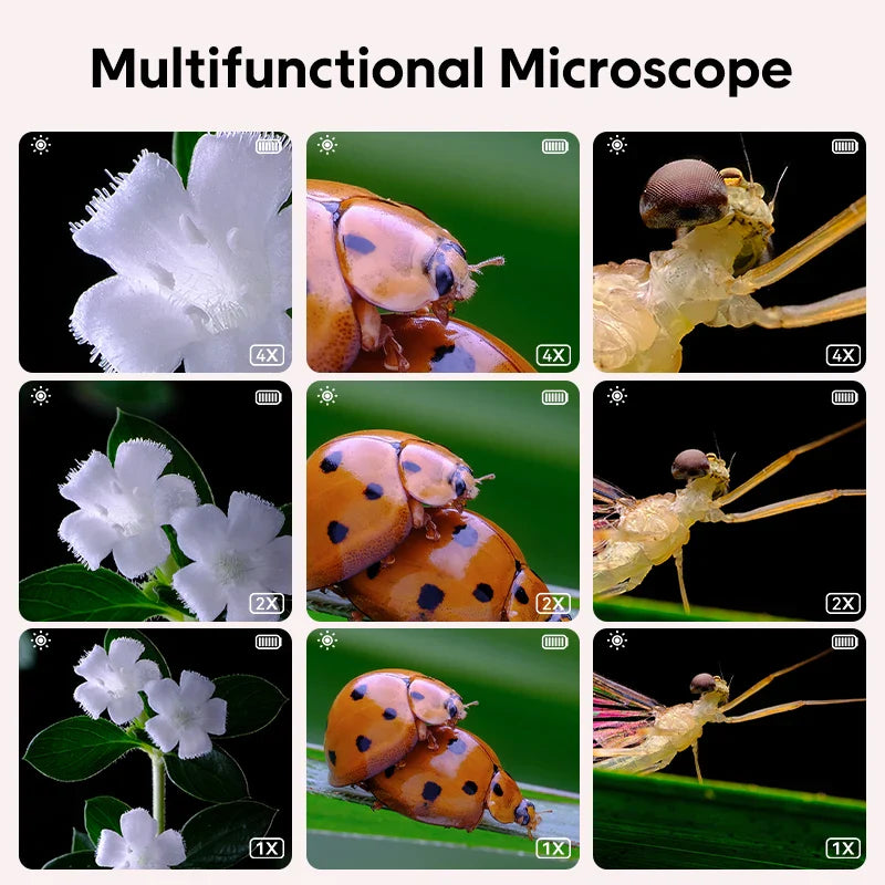 Microscope pour enfants 200MP avec un grossissement de 500x - Jouet éducatif de science pour jeunes explorateurs