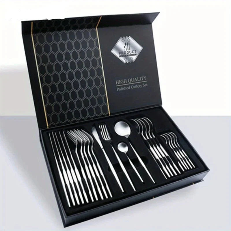 Set de couverts en or luxe – 24 pièces pour une expérience de dîner élégante