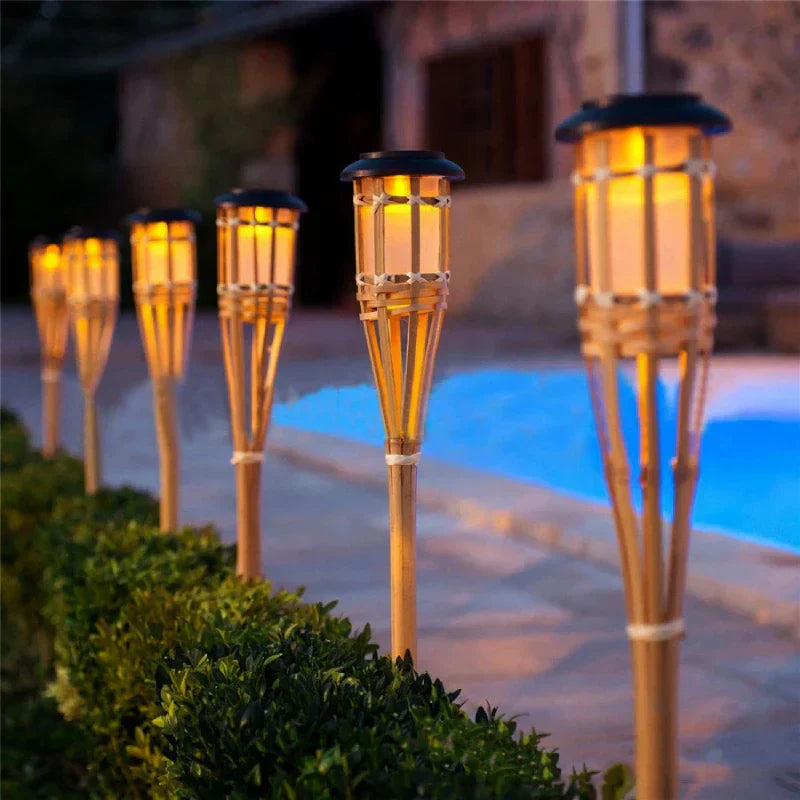 Floroux Torche Solaire Set de 5 | Lumières de jardin LED effet flamme | Fonctionnant à l'énergie solaire | Lumière décorative pour l'extérieur