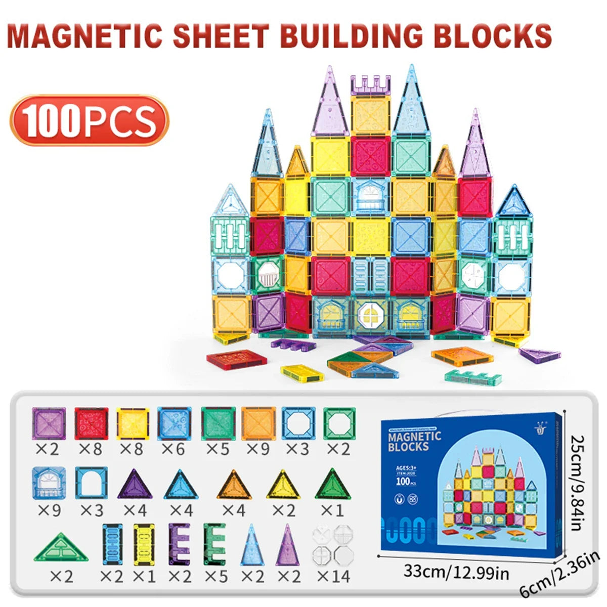 Blocs de construction magnétiques pour enfants de 3 à 8 ans - Jouets magnétiques éducatifs pour tout-petits et enfants d'âge préscolaire, jeu créatif pour garçons et filles