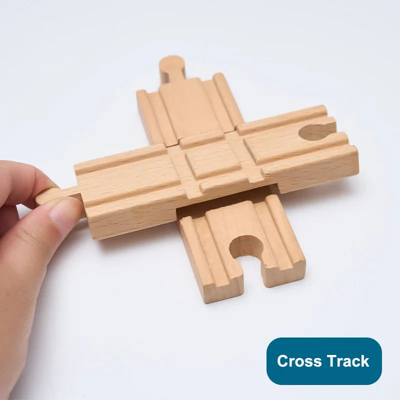 Ensemble de rails de train en bois de hêtre - Jouet à assembler soi-même pour enfants écologique
