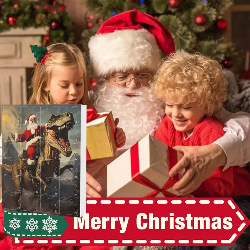 Calendrier de l'Avent Dinosaure - Compte à rebours de Noël de 24 jours, Décor de vacances amusant pour les enfants et les familles
