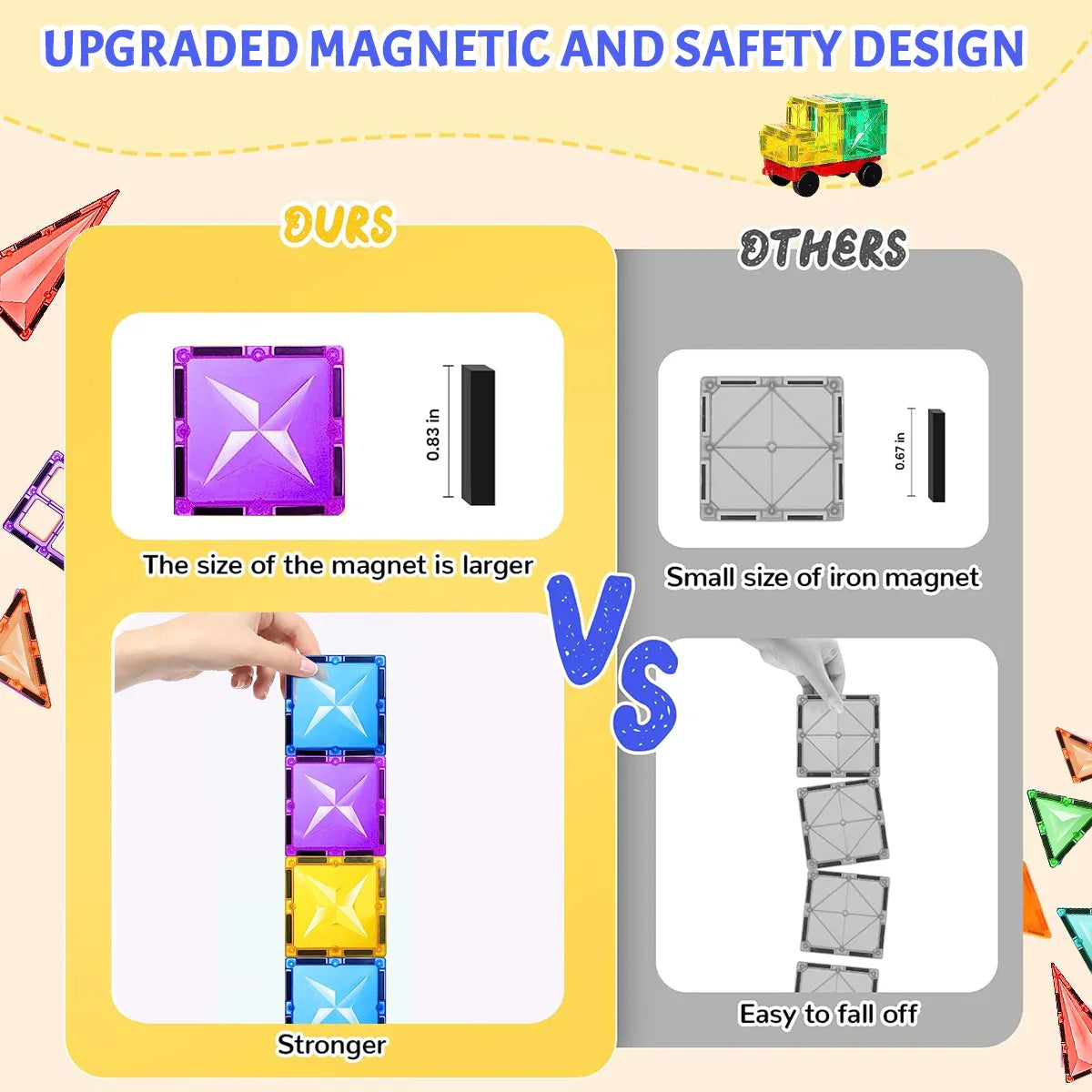 Ensemble de blocs de construction magnétiques - Tuiles magnétiques DIY éducatives pour enfants, jouet de construction inspiré de Montessori, cadeau parfait pour le jeu créatif