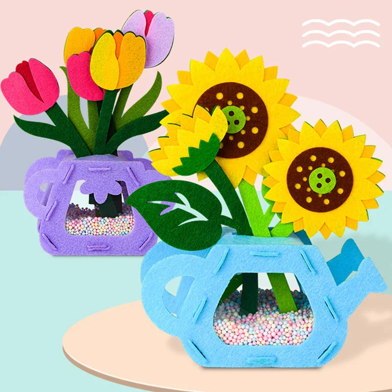 Ensemble de bricolage de fleurs Montessori fait main - Jouets colorés de pot de fleurs DIY pour enfants, cadeau créatif d'apprentissage précoce