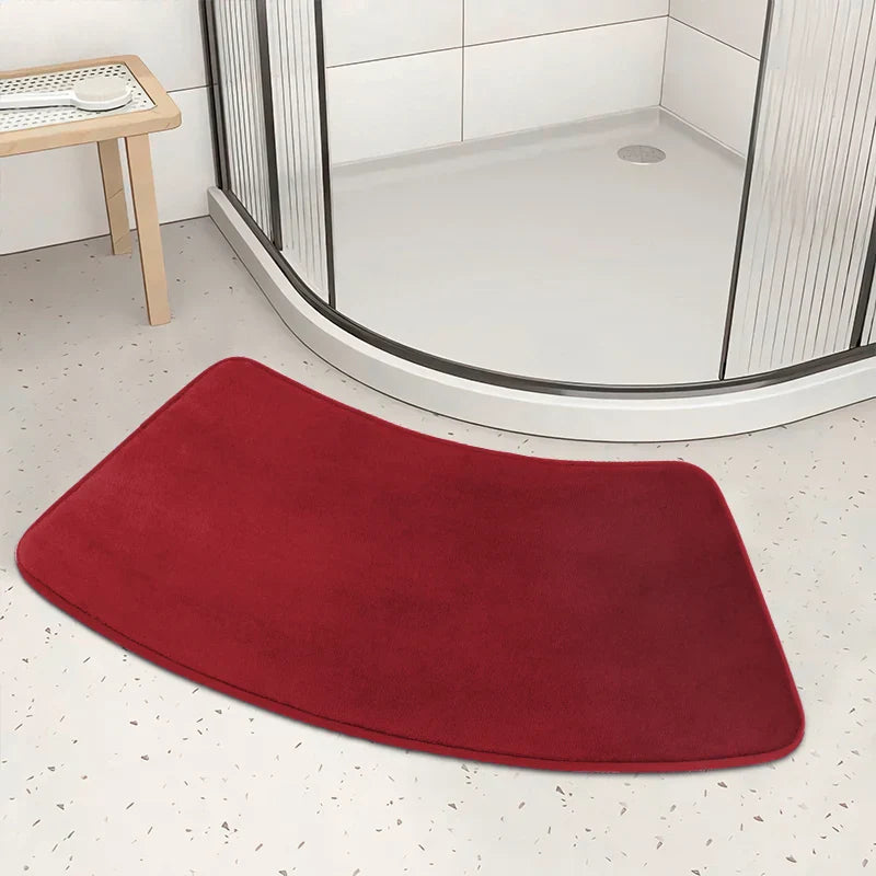 Tapis de bain incurvé antidérapant – Couleur unie, doux, à séchage rapide et absorbant pour salles de bains