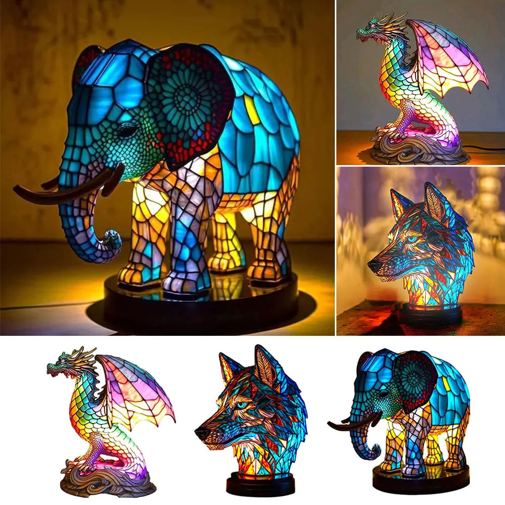 LumiFaune - Lampe 3D en Verre Animal Décoratif