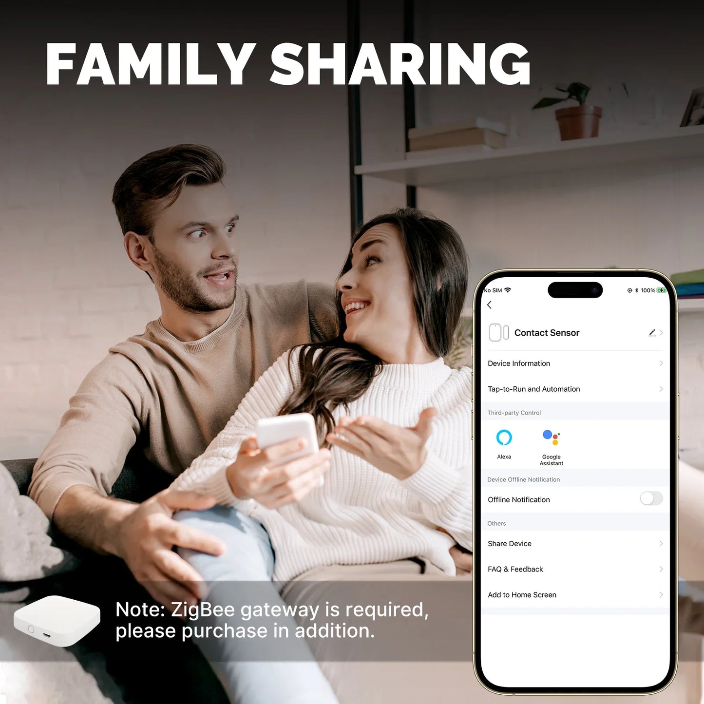 Tuya ZigBee Capteur Intelligent de Fenêtre Porte Barrière - Surveillance de Sécurité WiFi via les Applications SmartLife Google Alexa