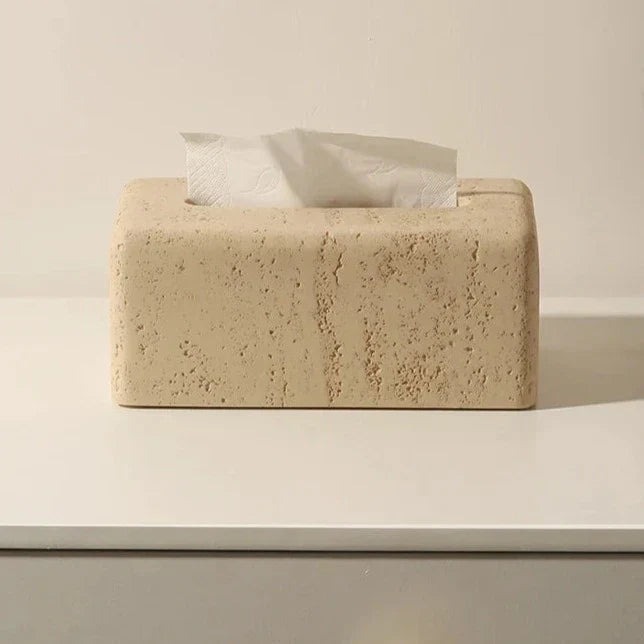 Floroux Faux Travertine Tissue Holder | Elegant Bathroom Decor | Practical and Stylish