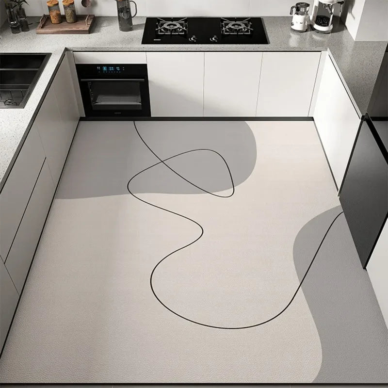 Tapis de cuisine moderne en PVC – Tapis de sol imperméable et résistant à l'huile pour une décoration intérieure élégante