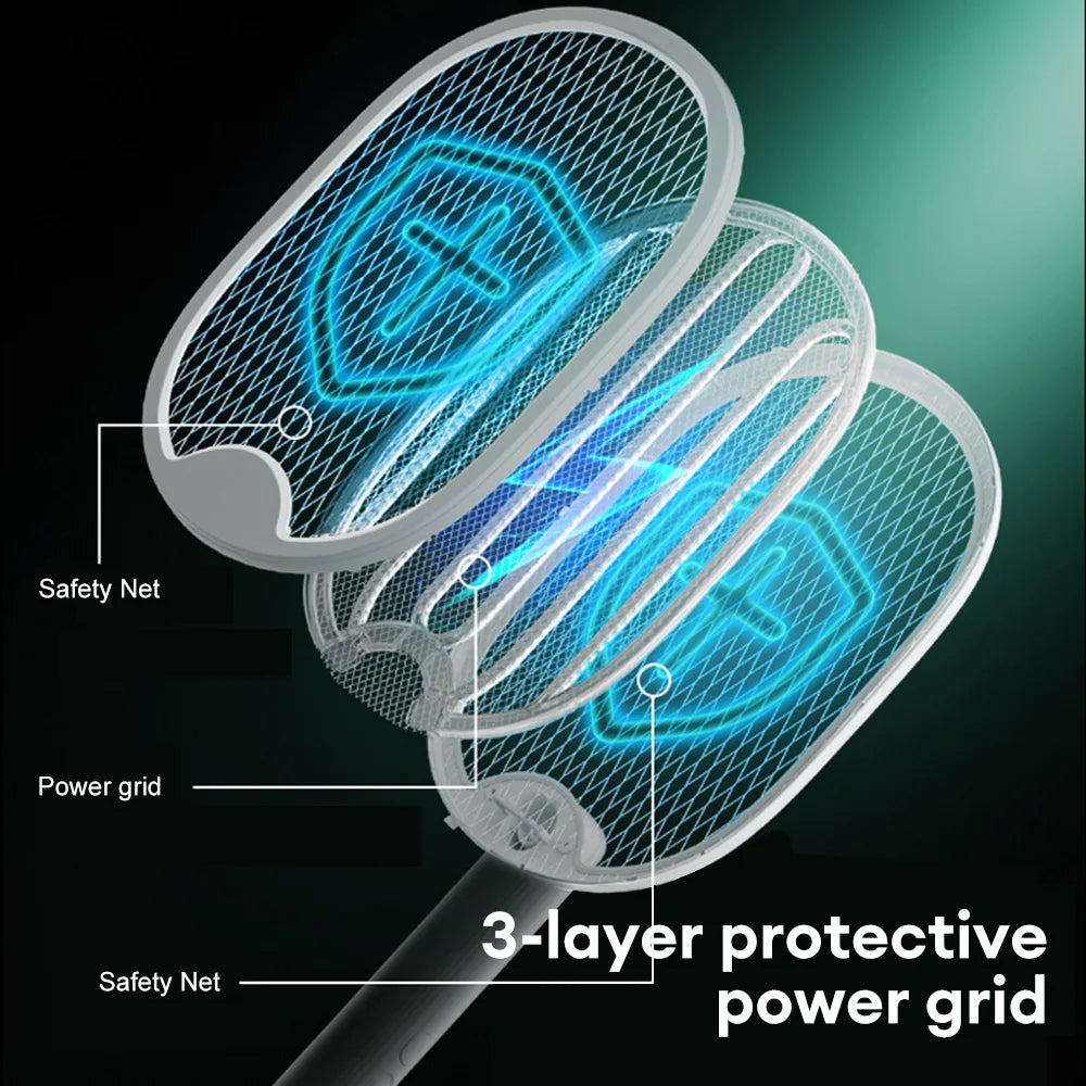 Exterminateur électrique de moustiques pliable, piège à mouches, raquette à moustiques rechargeable USB, exterminateur d'insectes avec lumière UV, exterminateur d'insectes, 3000 V