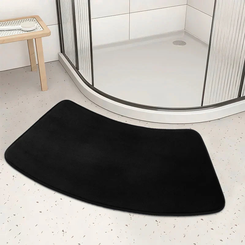 Tapis de bain incurvé antidérapant – Couleur unie, doux, à séchage rapide et absorbant pour salles de bains