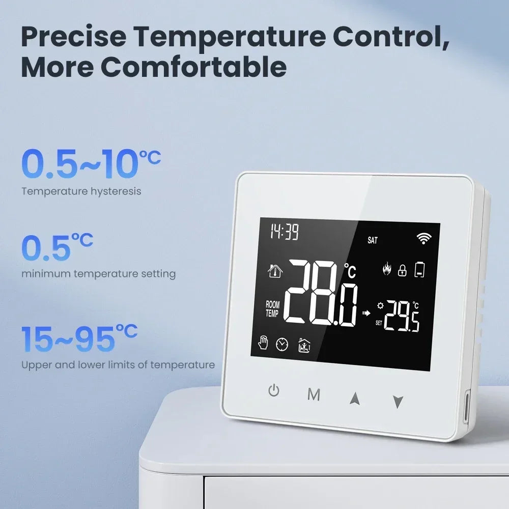 Thermostat d'affichage de chaudière à eau Tuya Zigbee - Contrôle de température WiFi via SmartLife Google Alexa Apps