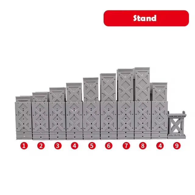 Set de rails de train en bois avec pistes en spirale et piliers de pont - 26 pièces Cadeau écologique pour enfants