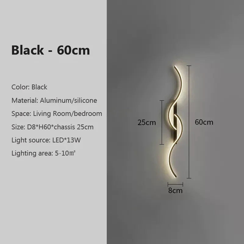 Lampe murale LED 60/80/100CM Télécommande intelligente Température de couleur réglable Luminosité Chambre de nuit Salon Appliques murales