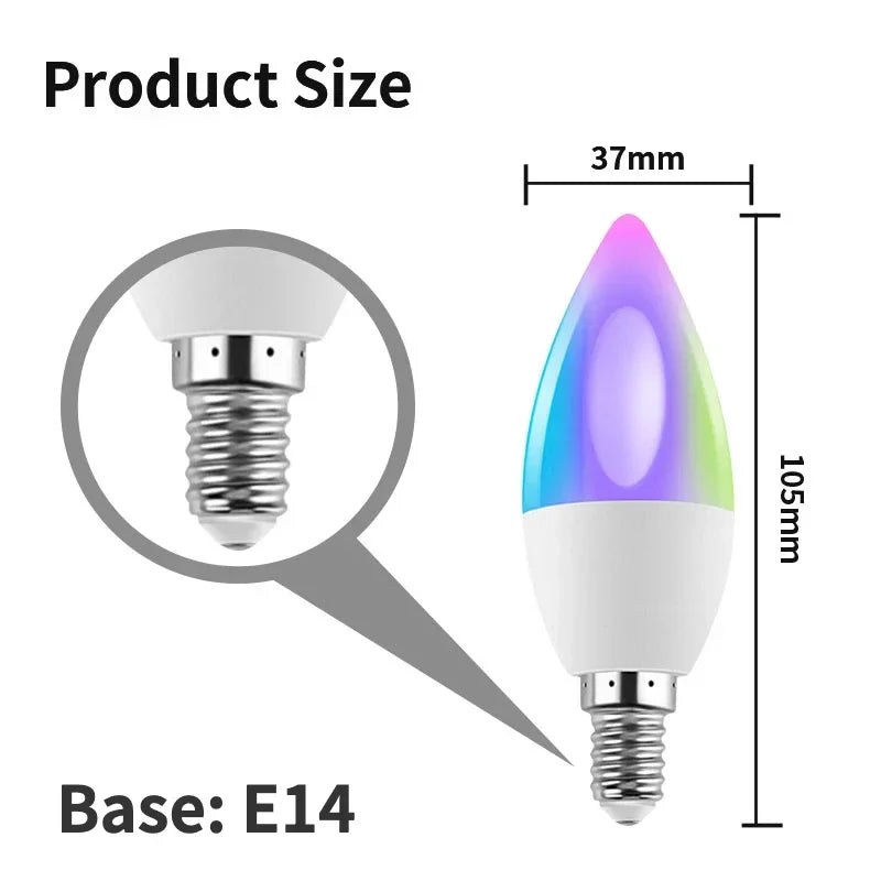 Ampoule LED intelligente Tuya Zigbee E14 - Contrôle WiFi Bluetooth via SmartLife Google Alexa Apps