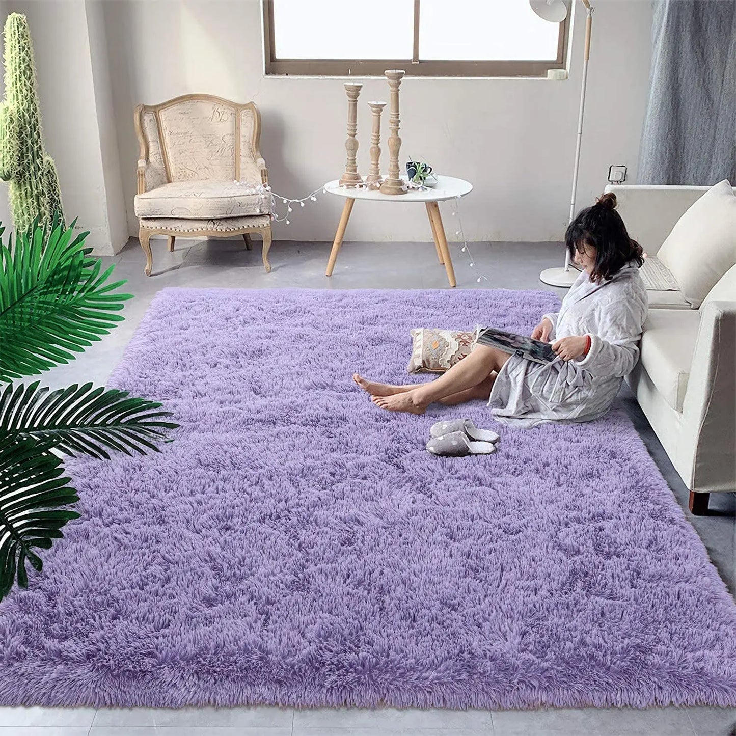 Tapis en peluche moelleux – Tapis doux et anti-dérapant pour les chambres, les salons et les chambres d'enfants
