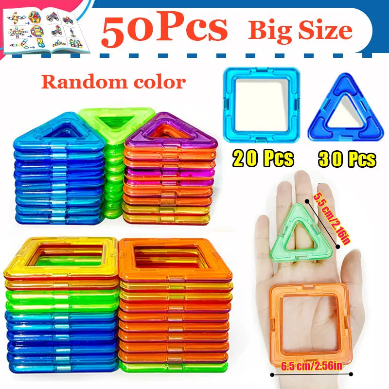 Ensemble de blocs de construction magnétiques créatifs - Grands et mini jouets DIY pour enfants de 7 à 12 ans, cadeau éducatif amusant de construction en couleurs mixtes