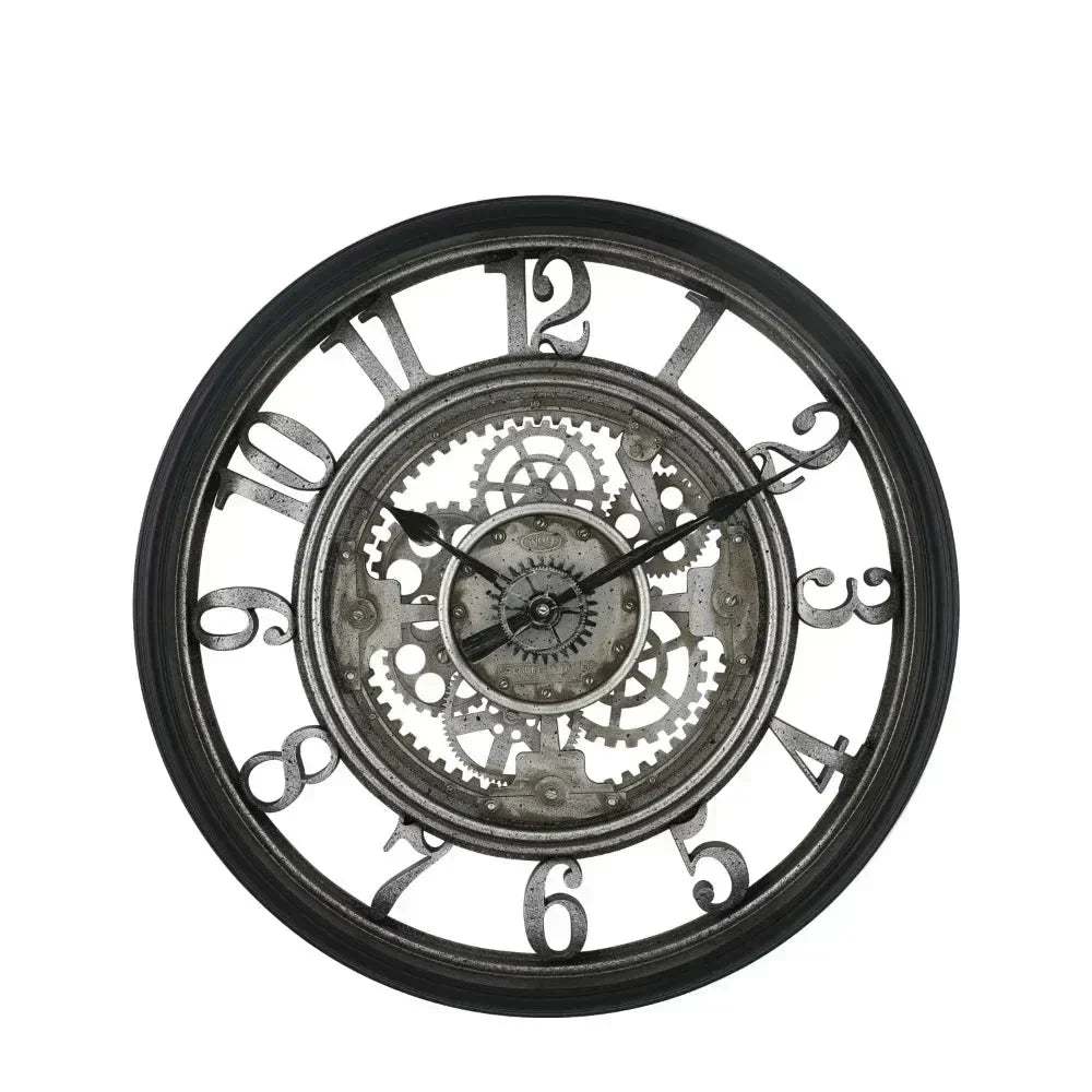 RusticGear – Horloge murale en métal avec chiffres arabes