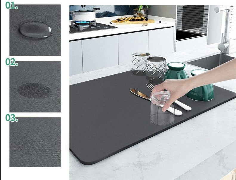 Absorbmat Premium - Le Tapis de Cuisine Parfait pour Vaisselle Sèche et Sûre