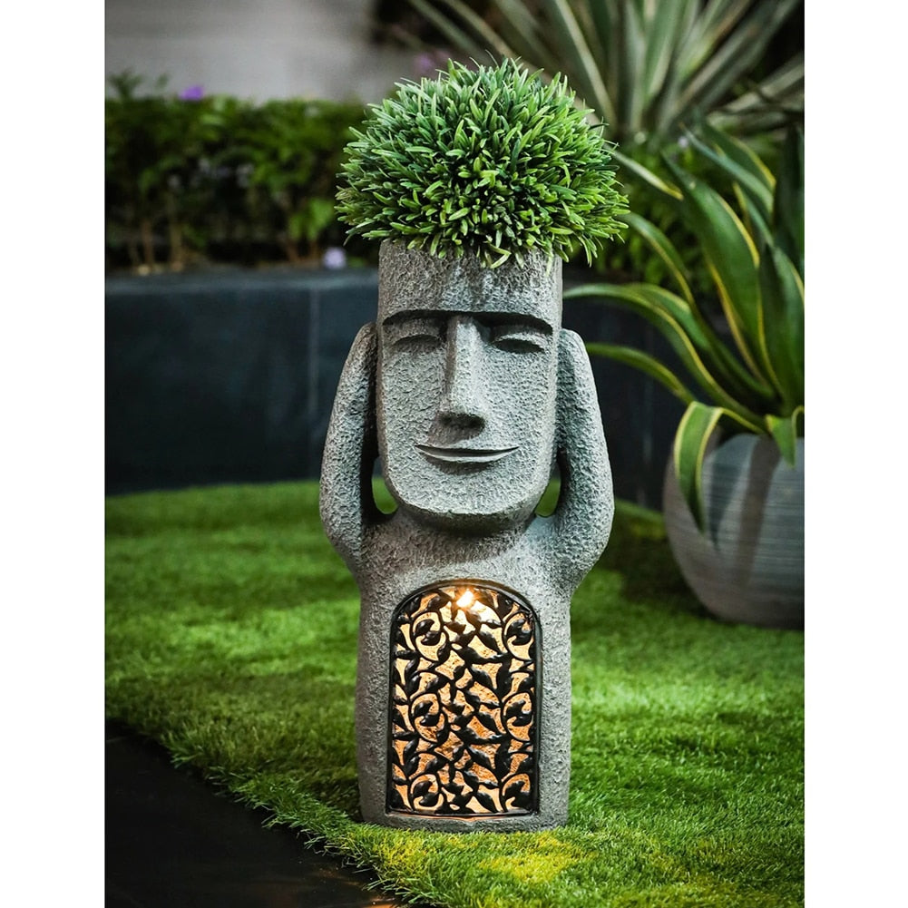 Floroux | Lampes de jardin Moai solaires