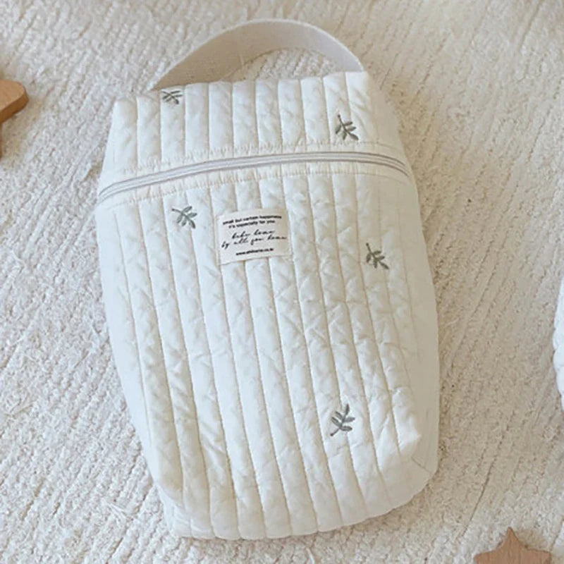 Sac à langer brodé en Jean : sac à langer portable avec fermeture éclair suspendu pour poussette