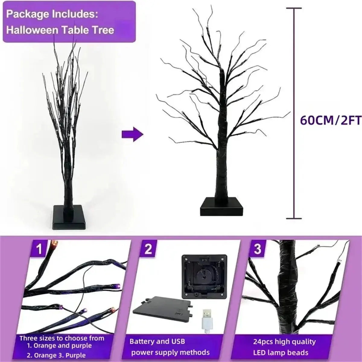 BirchLight - Lampe Arbre Bouleau Halloween Déco Intérieure