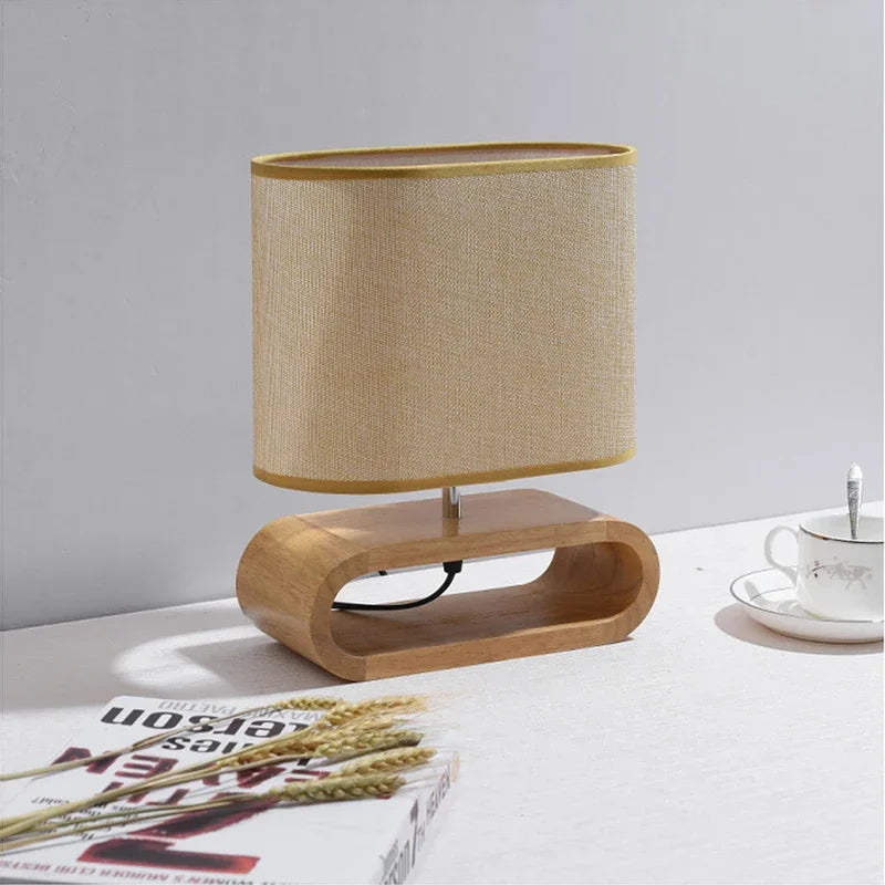 SereinLumi - Lampe de Bureau LED Style Japonais en Bois
