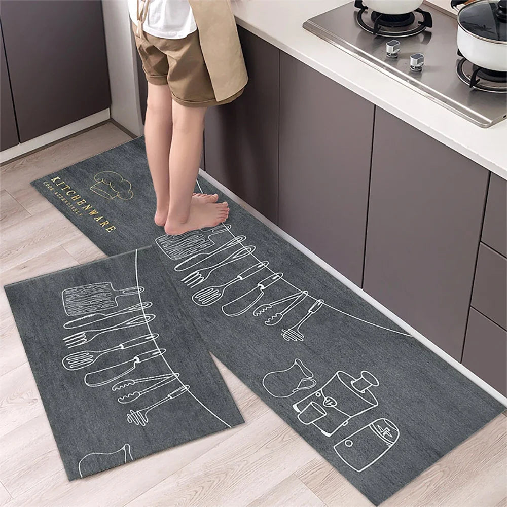 Tapis couloir doux et antidérapant – Tapis de sol polyvalent et lavable pour la cuisine, la chambre, le salon, le couloir et la salle de bain
