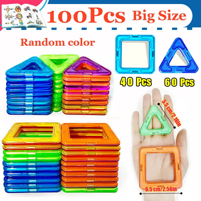 Ensemble de blocs de construction magnétiques créatifs - Grands et mini jouets DIY pour enfants de 7 à 12 ans, cadeau éducatif amusant de construction en couleurs mixtes