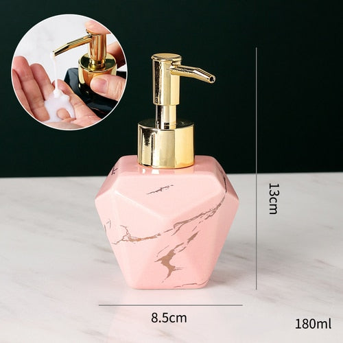 Distributeur de savon en marbre solide élégant pour salle de bain