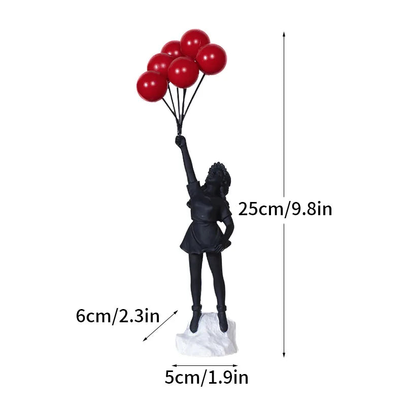 Floroux Banksy Sculpture Collection | Flower Thrower & Balloon Girl | Pop Art Figures | Modern Décor for Office and Home