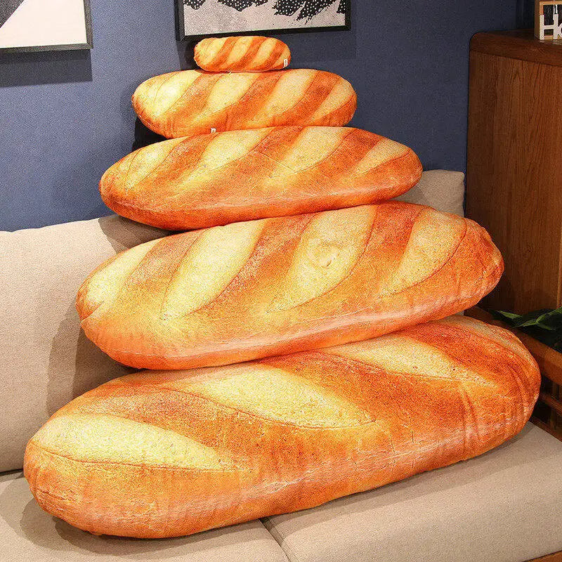 Coussin Pain Français en Peluche - Décor Alimentaire Doux en Peluche, Accessoire de Fête Amusant pour Enfants, Compagnon de Sommeil Confortable, Cadeau Unique pour Chambre