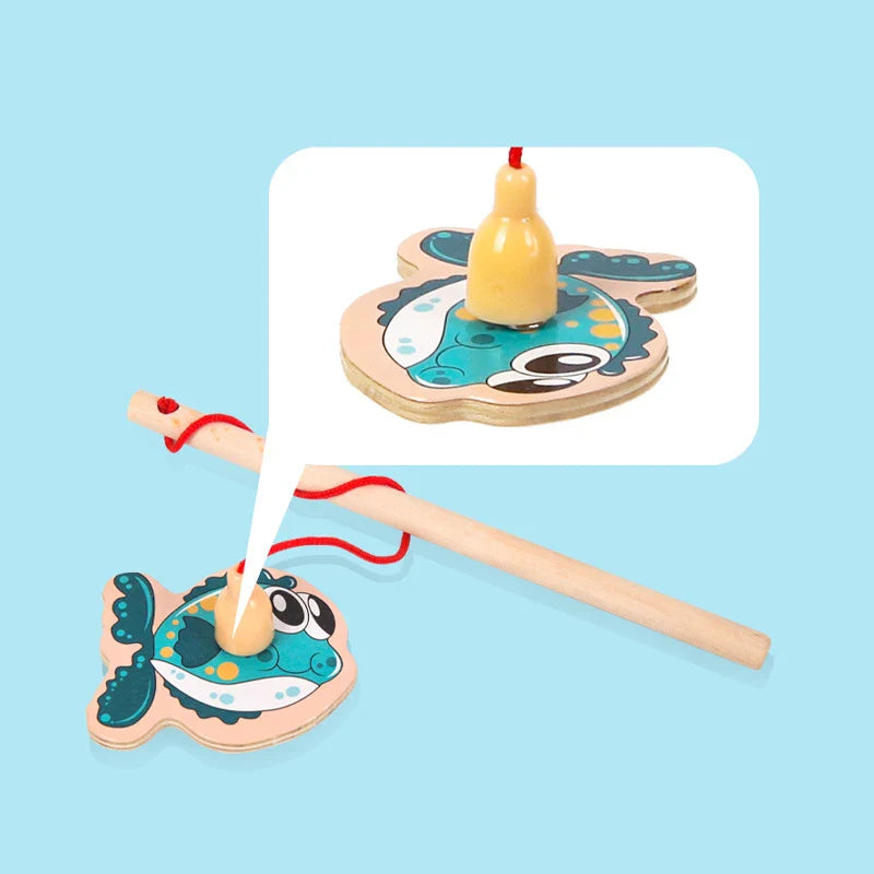 Jeu de pêche en bois Montessori interactif - Jouet d'apprentissage sur la vie marine magnétique pour enfants, engagement parent-enfant, design écologique
