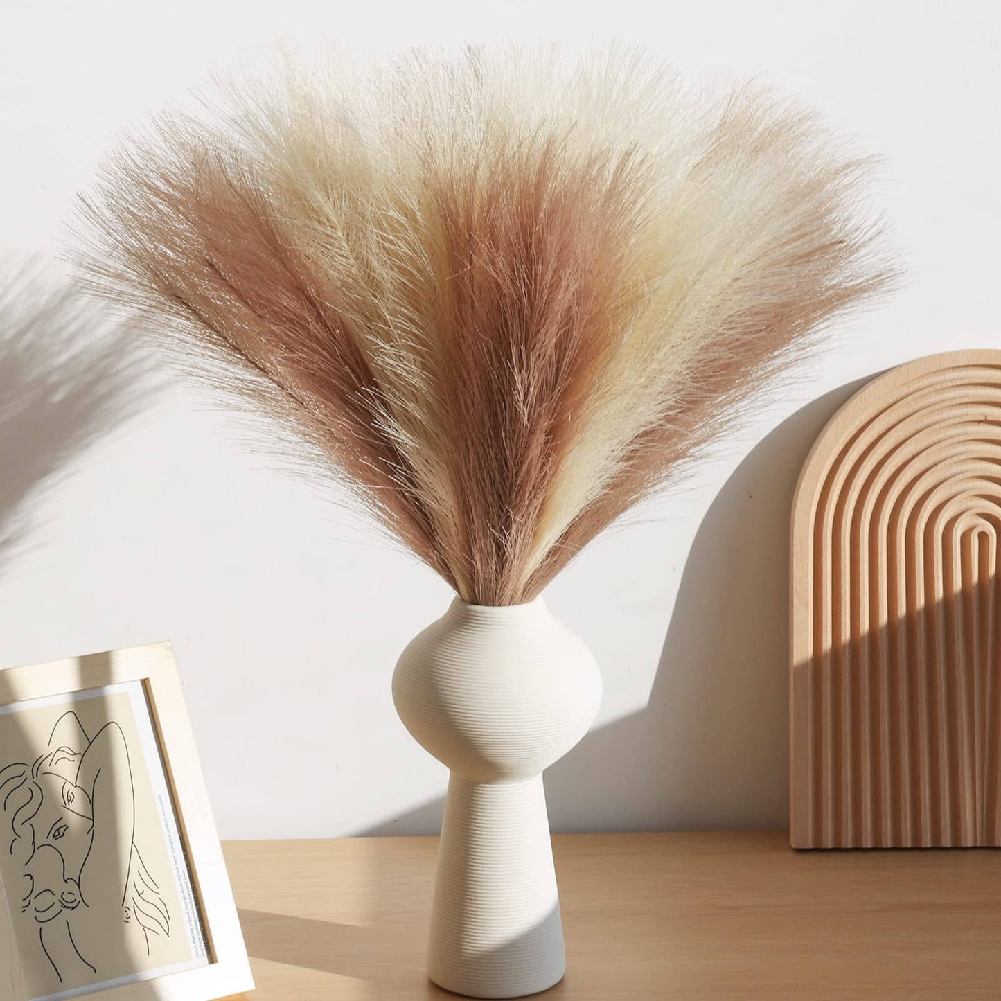 20Pcs Bohémien Fluffy Herbe de Pampas Artificielle Colorée