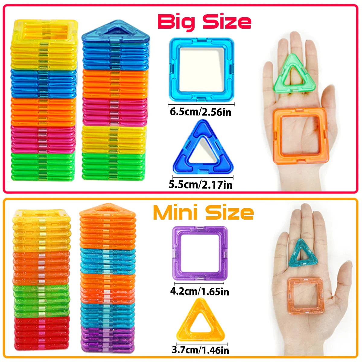 Ensemble de blocs de construction magnétiques créatifs - Grands et mini jouets DIY pour enfants de 7 à 12 ans, cadeau éducatif amusant de construction en couleurs mixtes